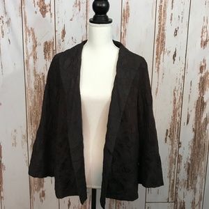 Eileen Fisher Silk Embroidered Jacket Brown
